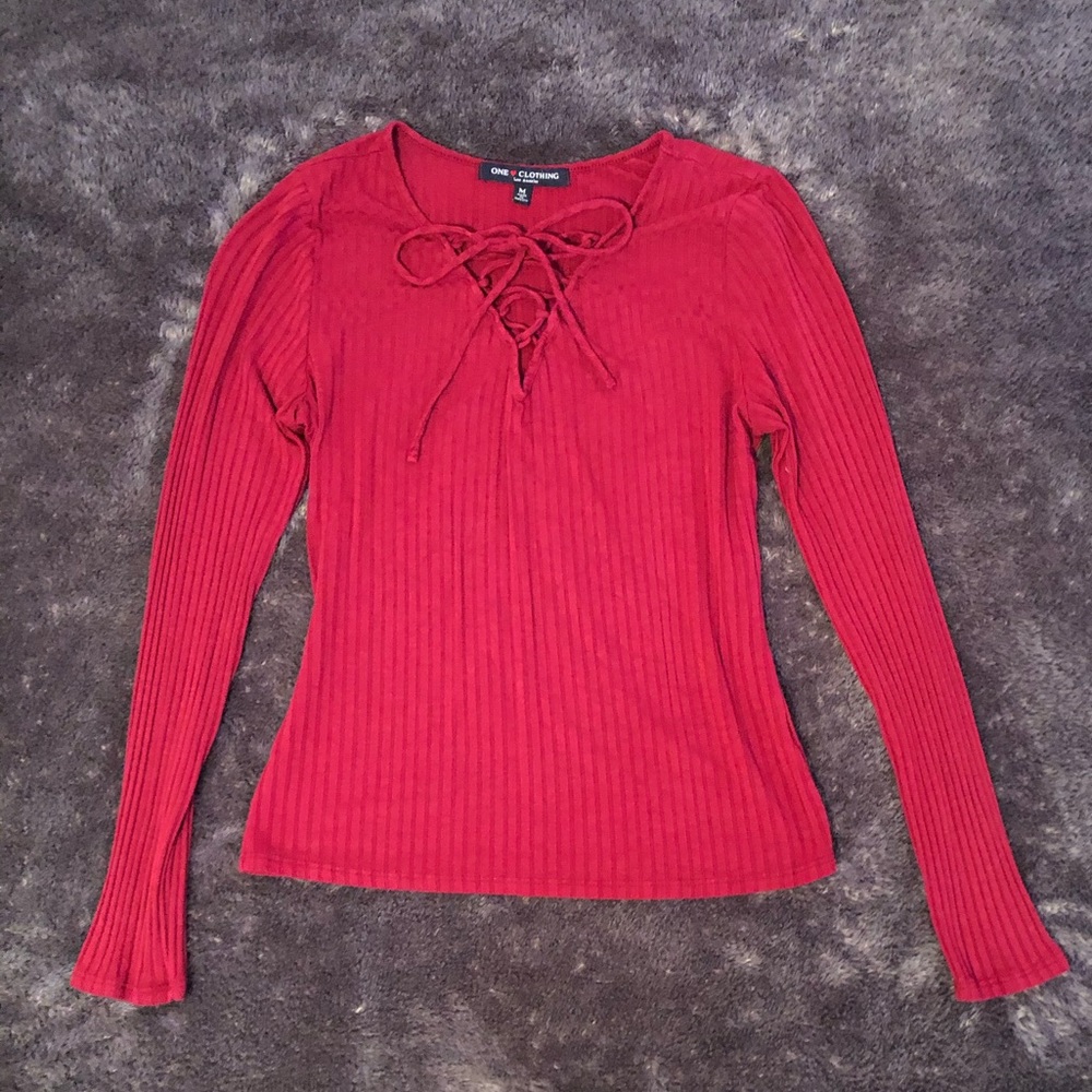 Ribbed tie up top